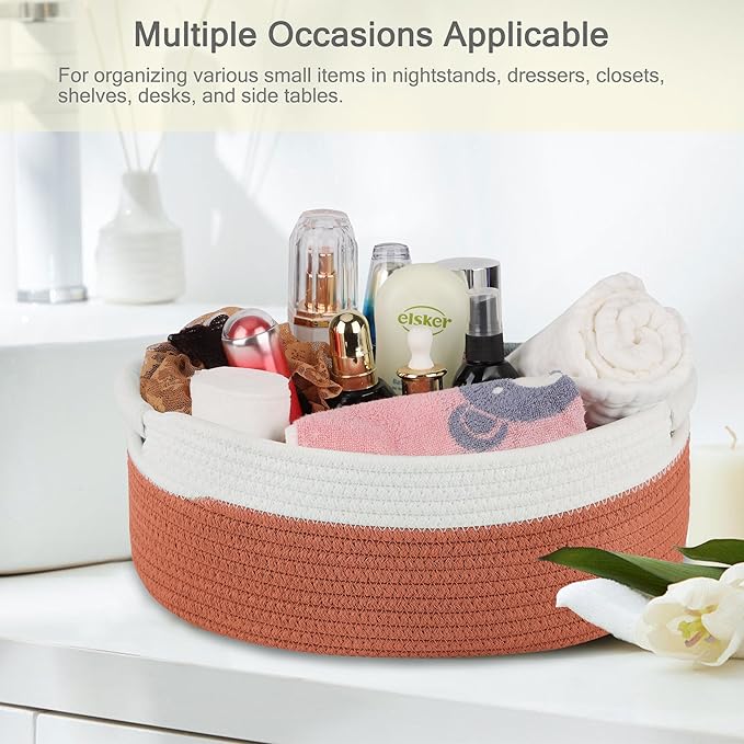 Small Woven Basket with Gift Bags and Ribbons, Empty Baby Gift Baskets for Kids Women Men, Shelf Storage, Small Cat Dog Pet Toy Boxes, 13”x 9”x 5.5”, Autumn Glaze