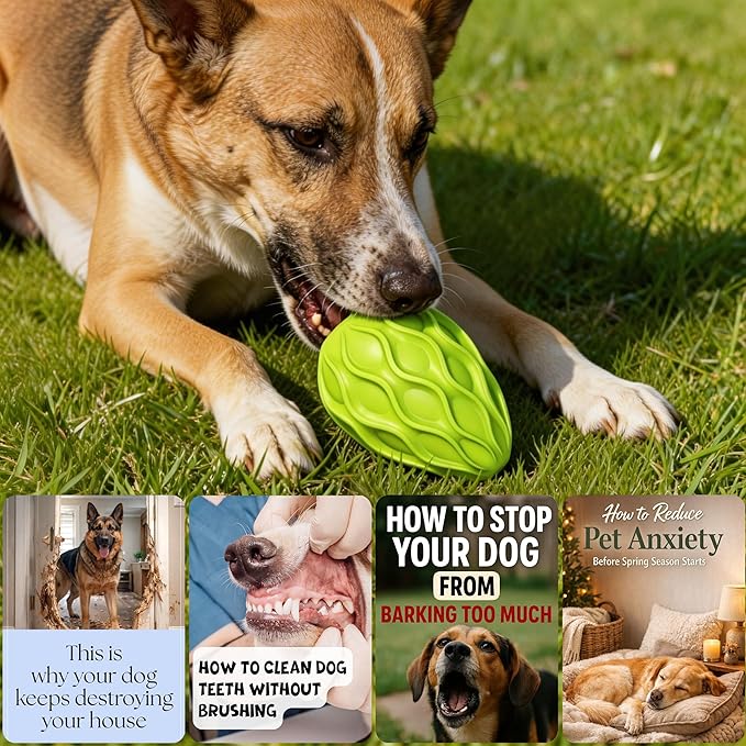 Dog Toys for Aggressive Chewers Durable Interactive Dog Chew Toys Tough Indestructible Treat Dispensing Cognitive Toys Mental Enrichment Puzzle Feeder Boredom Buster Anxiety Relief (Green)