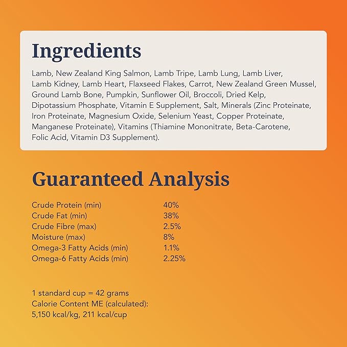K9 Natural Lamb & King Salmon Freeze Dried Dog Food, High-Meat Natural Complete Meal or Meal Toppers for Dogs, Grass-Fed Lamb & King Salmon from New Zealand, Grain-Free, GMO-Free, 17.6oz