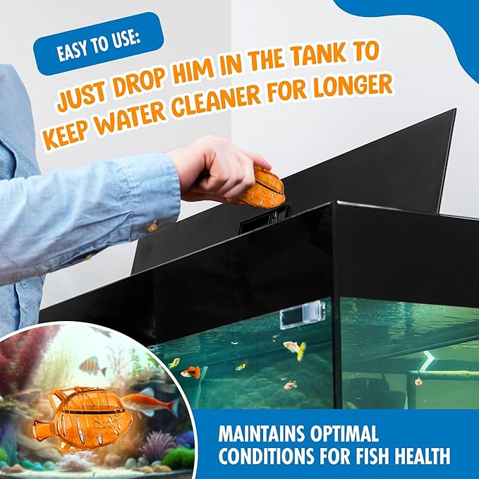 Clarence the Clarifier Fish - 6 pk, Purple-Orange - Aquarium Treatment, Clear Cloudy Fresh-Saltwater, Fish Safe, 10gal Tank Maintenance Ea