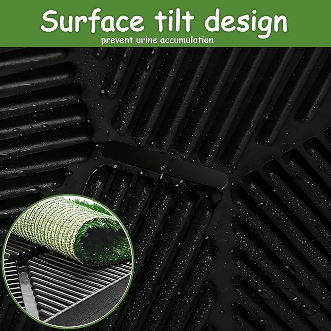 Dog Grass Pad with Tray, Indoor Potty with Three Walls, 35" X 24",with 2 Reusable Premium Grass Pads