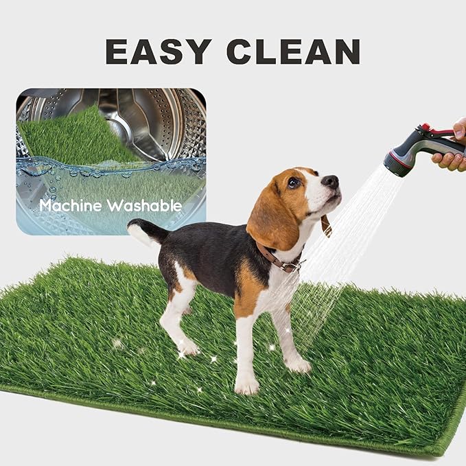 HQ4US 4LEGS Artificial Grass, Dog Pee Grass Pads for Dogs Potty, 2PCS Odor Free Fake Grass for Dogs Medium 30’’×20’’ with Countless Drainage Holes, Dog Potty Grass Hemmed Edge Realistic