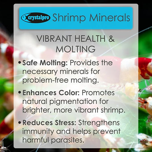 Crystalpro Shrimp Minerals 16.9 Oz – Liquid Aquarium Salt & Trace Elements for Freshwater Shrimp Tanks – Supports Caridina & Neocaridina – Molting & Breeding Additive – Invertebrate Tank Conditioner