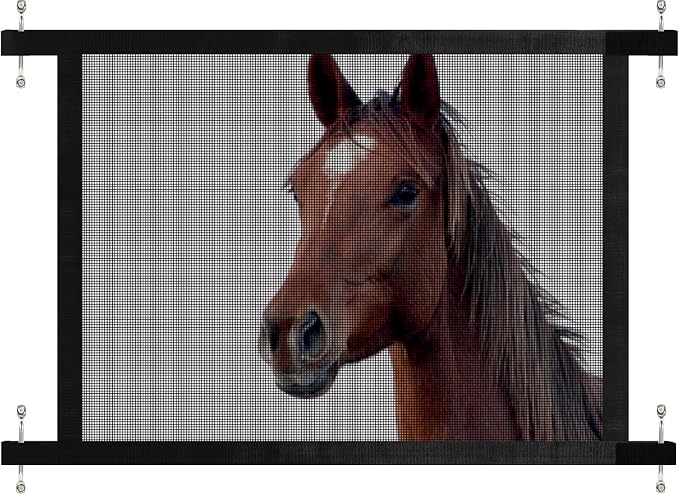 Horse Trailer Window Screen with Hook and Loop, Horse Trailer Accessories to Protect the Horse's Eyes and Ears from Bugs and Debris and Enhances Air Circulation