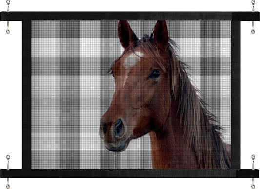 Horse Trailer Window Screen with Hook and Loop, Horse Trailer Accessories to Protect the Horse's Eyes and Ears from Bugs and Debris and Enhances Air Circulation