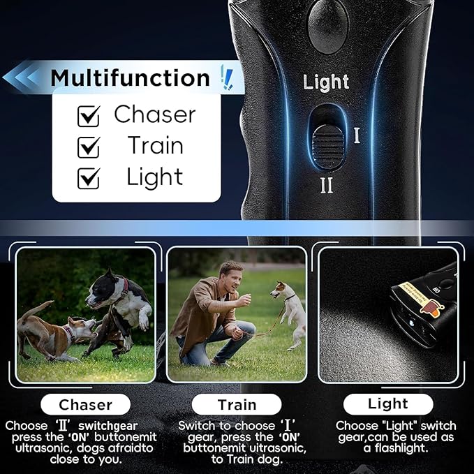 Dog Bark Deterrent Devices, Ultrasonic Anti Barking Device for Dogs, Barks No More Dog Training Device, Stop Dog Bark Control Deterrent Device Indoor Outdoor, Safe for Human & Dogs, Contains Battery