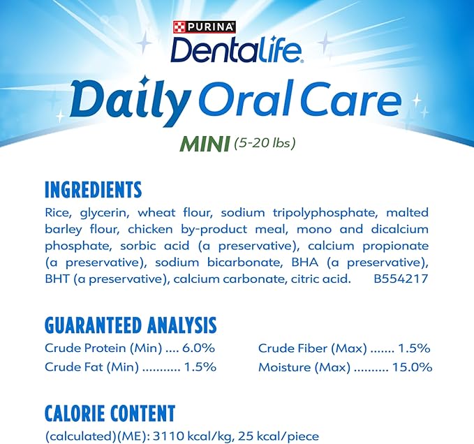 Dentalife Daily Oral Care Dog Treats for Small Dogs 5-20 lbs.,Chewy Dental Treat to Freshen Breath and Fight Tartar,Chicken Flavor,14.7 oz. Each,90 Chews - 2 x 45 ct. Pouch, 90 Count(Pack of 2)