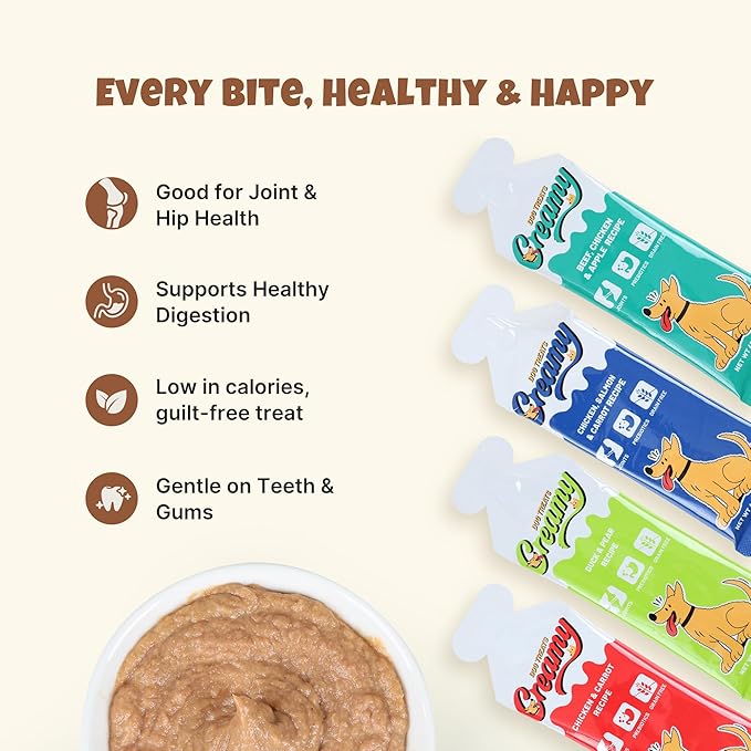 M-PETS Variety Pack Lickable Dog Treats,4 Flavors Soft Healthy Dog Snacks in Squeeze Tubes for Puppies & Seniors,Reward Training or Food Topper,Low-Calorie Puree for Joint & Digestive Support – 8 Pack