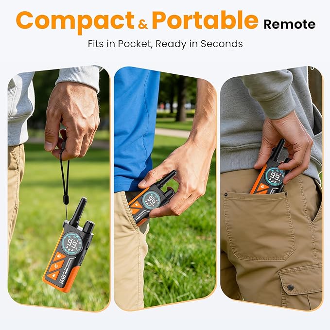 2 in 1 Dog Bark and Shock Collar - 4500FT Bark Collar with Remote Control, Anti Bark and 3 Training Modes (Tone, Vibration, Safe Shock, IP67 Waterproof, Portable Training Collar for 5-120lbs Dogs