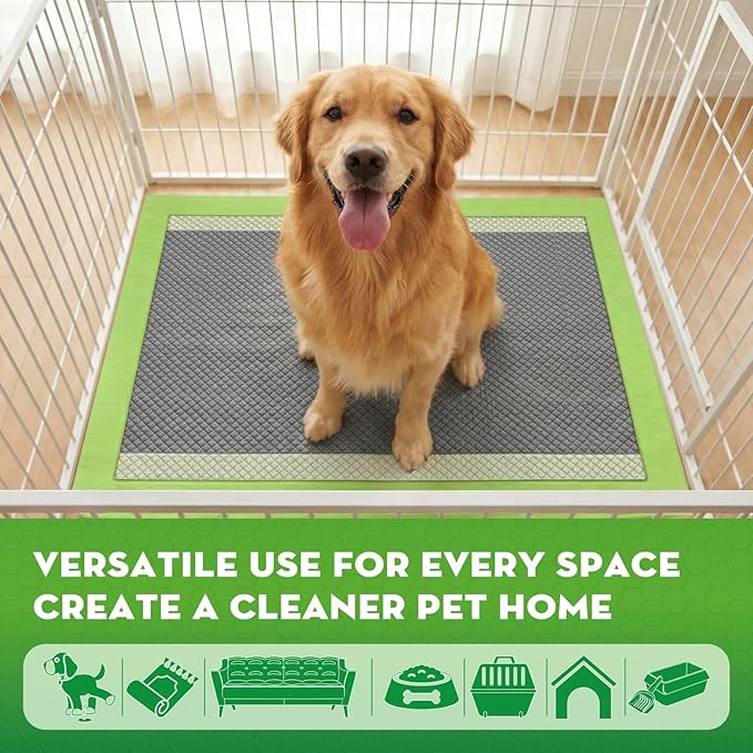 CROCI Dog Pads Extra Large, 28"x34" Pee Pads for Dogs, 2X Odor-Control with Charcoal & Bamboo Material, 4-Corner Adhesive Tabs, Super Absorbent & Leak-Proof, Disposable (40 Counts)