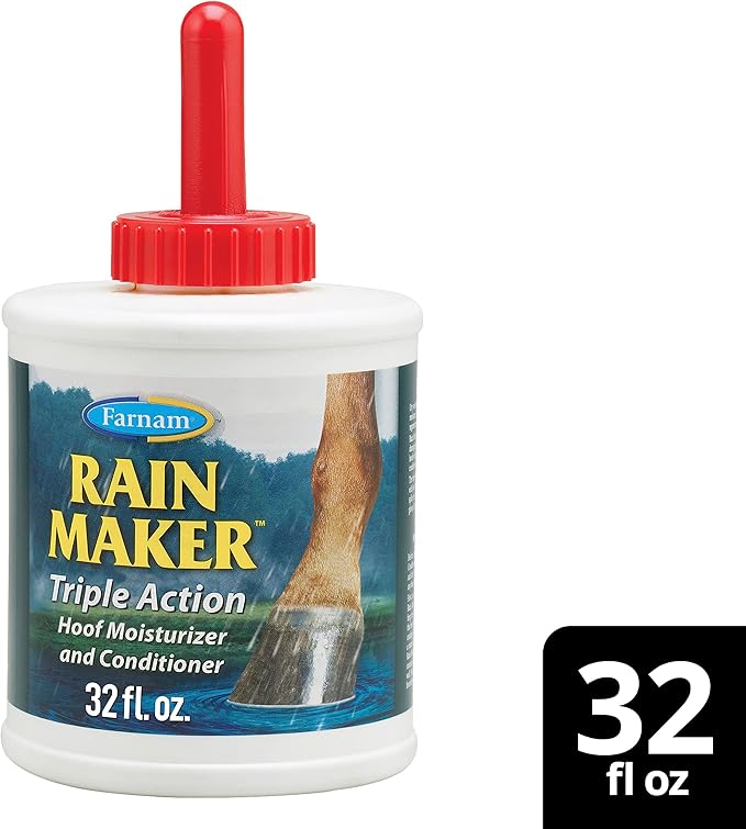 Farnam Rain Maker Triple Action Hoof Moisturizer & Conditioner, Protection Against Dry Weather, Cracks, Splits, Contracted Heels, 32 fl oz