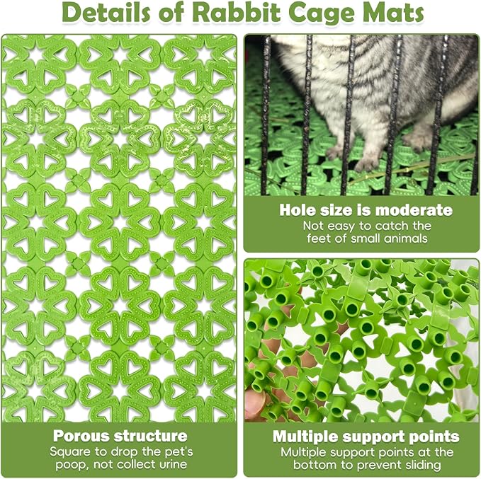 kathson 20PCS Rabbit Cage Mat Feet Pad Plastic Cage Mat Floor Mats Bunny Hole Leak Water Pads for Pet Cats Dogs Hamster Rat Chinchilla Guinea Pig and Other Small Animals