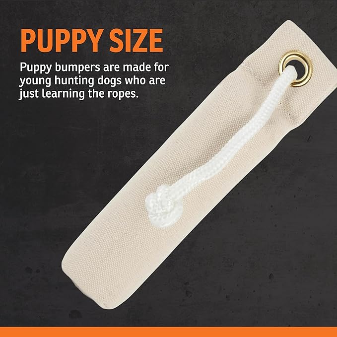 SportDOG Canvas Dummies - Hunting Dog Training Tool - Game Scent Absorber - Water-Ready Bumper - Durable Field Dummy - Weighted Toy - Puppy Size - 2.25" W X 8.5" L - Natural