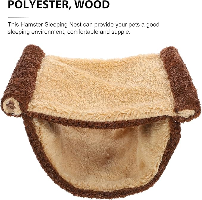 Chinchilla Hammock and Warm Hamster Bed Hanging Nest with Fleece Lining, Large Size Brown Cage Accessory for Squirrels, Hamsters, and Small Pets