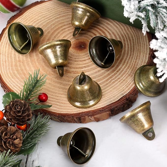 Craft Bells, 24 PCS Bronze Jingle Bells Vintage Bells (1.7" X 1.5") Small Brass Bells for Wind Chimes Housebreaking Making Dog Potty Training Doorbell Wedding Decor DIY Favor Crafts Christmas Tree