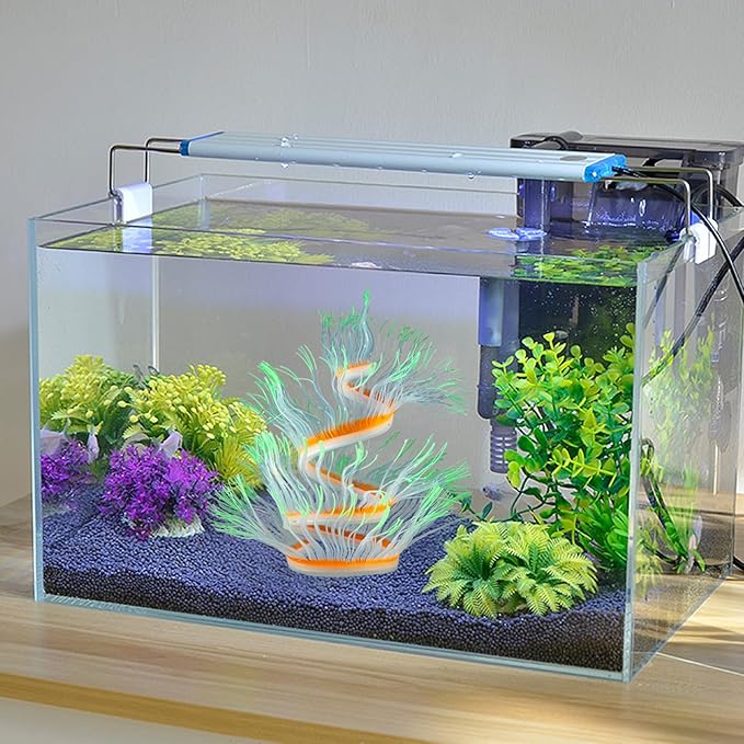 WishLotus Fish Tank Coral Ornaments, Artificial Soft Silicone Aquarium Coral Decorations Colorful Lifelike Glowing Fish Tank Decorations Accessories for Aquarium Landscaping (Orange)