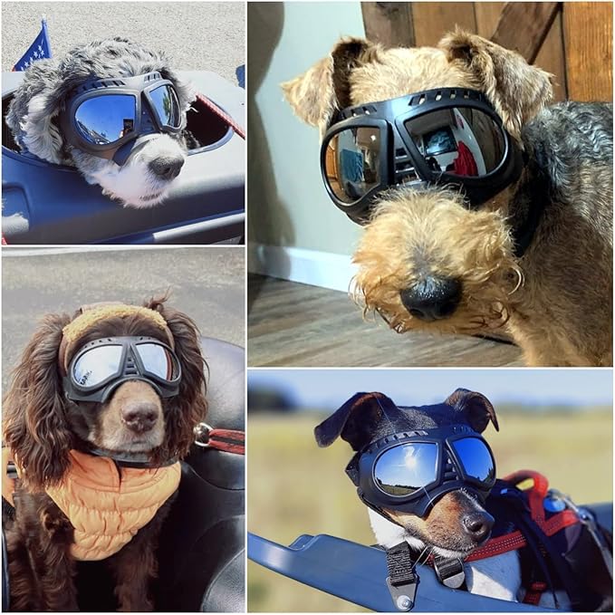 Namsan Dog Goggles Small Breed, Wide Snout & Soft Frame, Tactical Driving Sunglasses for Dogs Small to Medium Breed, Anti-UV Dog Eye Protection, Windproof Dustproof, Adjustable, Silver Lens