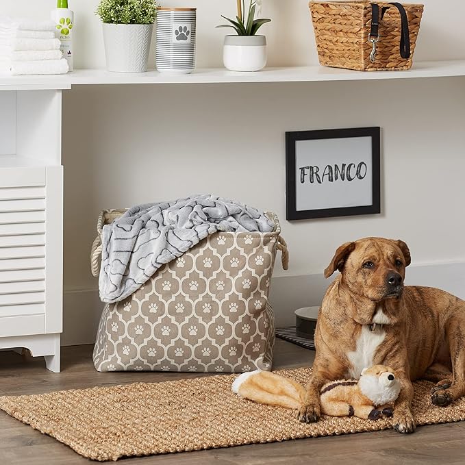 Bone Dry 6192 Pet Storage Collection Lattice Paw Print, Large Rectangle, Stone