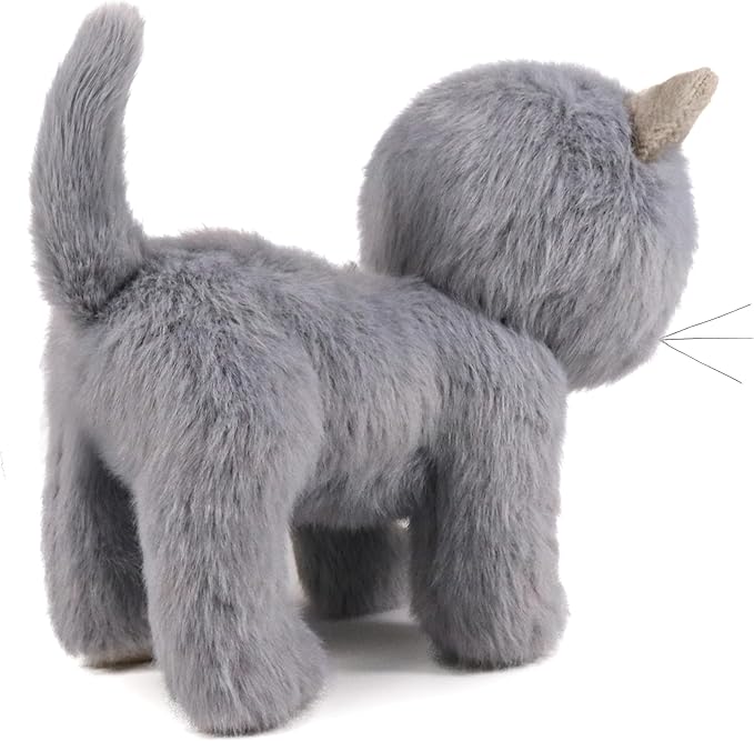Ice King Bear Fluffy Little Cat Stuffed Animal Small Plush Toy 6 Inches (Gray)