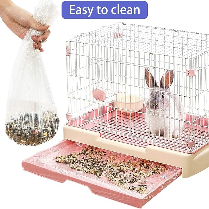 100 pcs Disposable Cage Liners, Clear Plastic Rabbit Cage Liner Bag, Universal Toilet Film for Bunny, Hamster, Totoro, Hedgehog, Guinea Pig and Small Animals (100pcs, 47in)