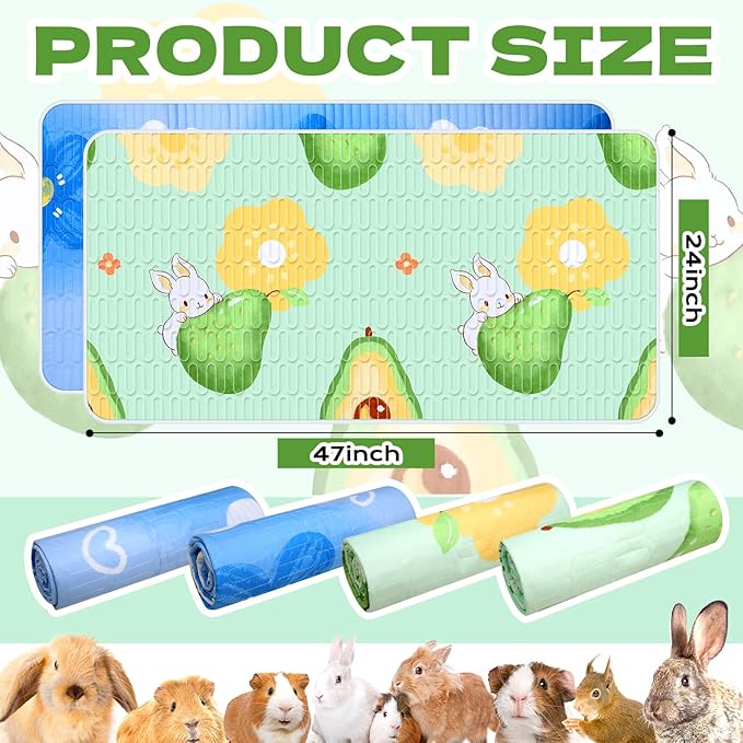 4 Pcs Guinea Pig Cage Liner, Washable Guinea Pig Bedding,Reusable Rabbit Bedding Waterproof Guinea Pig Pee Pads, Absorbent Guinea Pig Bedding for Small Animals Hamster Rabbit Squirrel Cage 47"