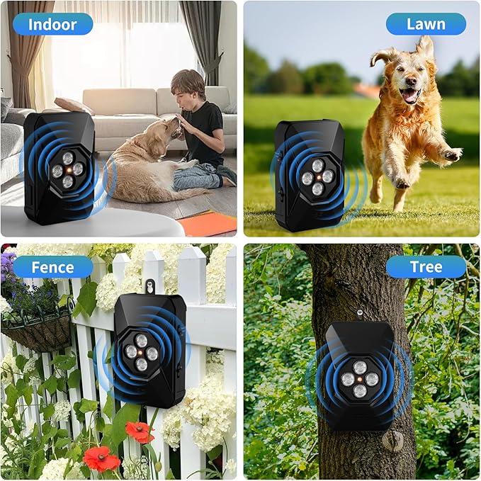 Anti Barking Device for Dogs - 50FT Dog Barking Deterrent Device - 3 Modes Ultrasonic Stop Dog Barking - Rechargeable Bark Stopper Indoor Outdoor Home Garden Automatic Bark Alarm Tool Dogs (Black)