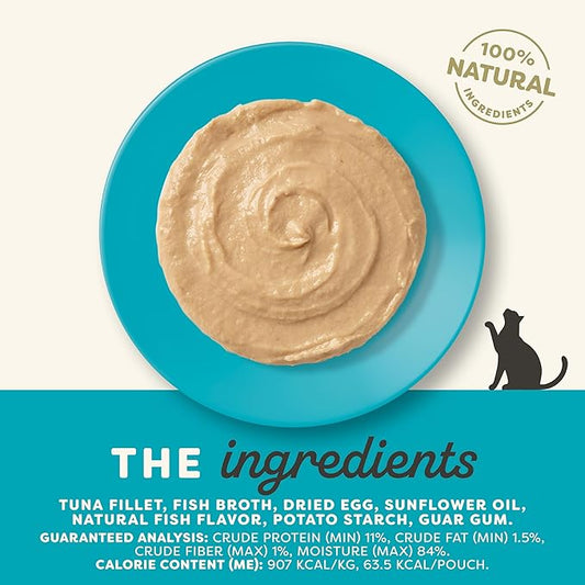 Applaws Natural Wet Cat Food in Mousse, Limited and Natural Ingredients, Grain-Free, High Protein with No Artificial Additives, Tuna Fillet (12 x 2.47oz Pouches)