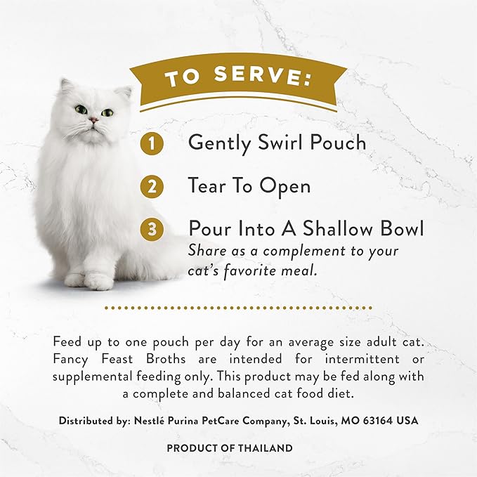 Fancy Feast Purina Lickable Wet Cat Food Broth Topper,Classic with Chicken and Vegetables - 1.4 oz. Pouches,(Pack of 32)