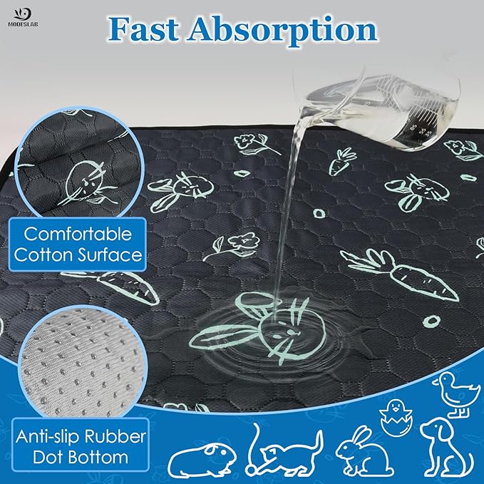 Guinea Pig Cage Liner Washable, 72in x 72in Ultra-Absorbent Guinea Pig Bedding for Cage Non-Slip Leak-Proof Pee Pads for Dogs Rabbit Bunny Cat Litter Mat, Navy