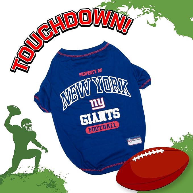 NFL New York Giants Dog T-Shirt for Pets, Size Small. Officially Licensed Pet Shirt with Team Logo, Soft Stretchable Comfort Fit Apparel for Dogs & Cats