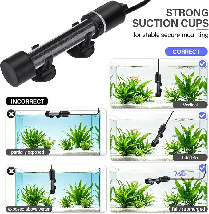 hygger ECO Precise 100W Aquarium Heater Submersible, for 10-20 Gallon Fish Tank, ±0.5℃ Dual Probe Controller, Overheat & Dry-Run Protection for Freshwater & Saltwater