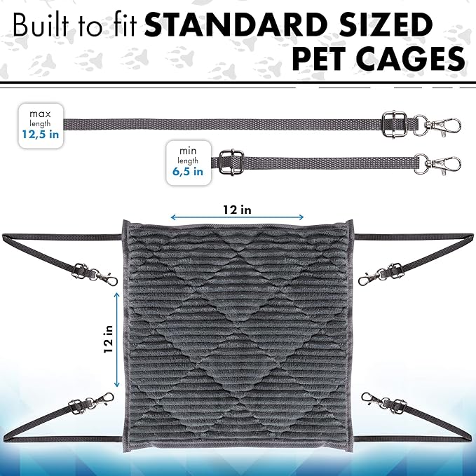 Ferret Hammock for Cage - Plush Double Bunk Bed Hanging Clips - Perfect for 2 or More Small Pets! (Rats, Ferrets, Hamsters, Guinea Pigs, Chinchillas & Squirrels) - Purple