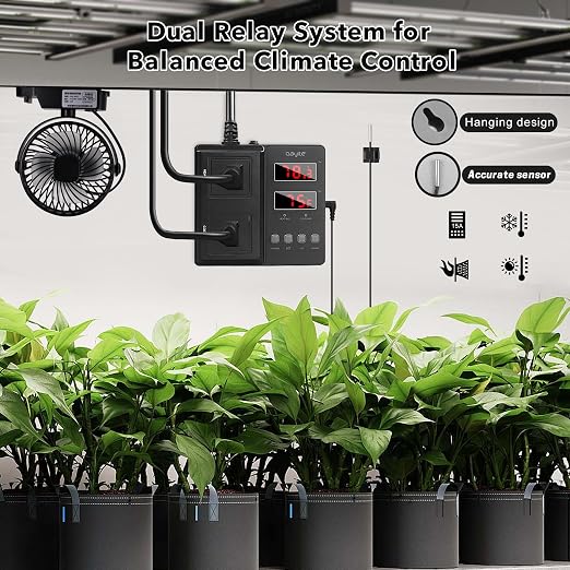 Temperature Controller 1650W 15A BTC211 Dual Digital Outlet Thermostat Plug, Pre-Wired, 2 Stage Heating and Cooling Mode, 110V - 240V, Fermentation BBQ Reptile Aquarium