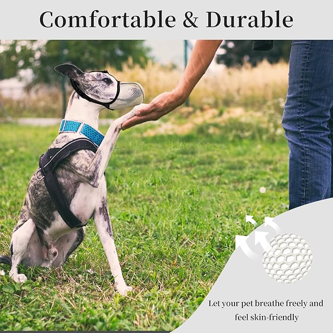 Dog Muzzle, Breathable Soft for Extra Small Dogs to Anti & Prevent Barking Biting Chewing, Reflective & Adjustable Basket Muzzle with Air Mesh for Dachshund Beige XS