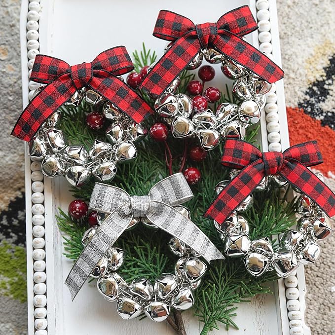 BigOtters 50 PCS Jingle Bells for Crafting, 1 Inch Silver Craft Bells Bulk for DIY Crafts, Potty Training, Wind Chimes Making, Wedding Decor & Home Decoration, with Hanging Hole