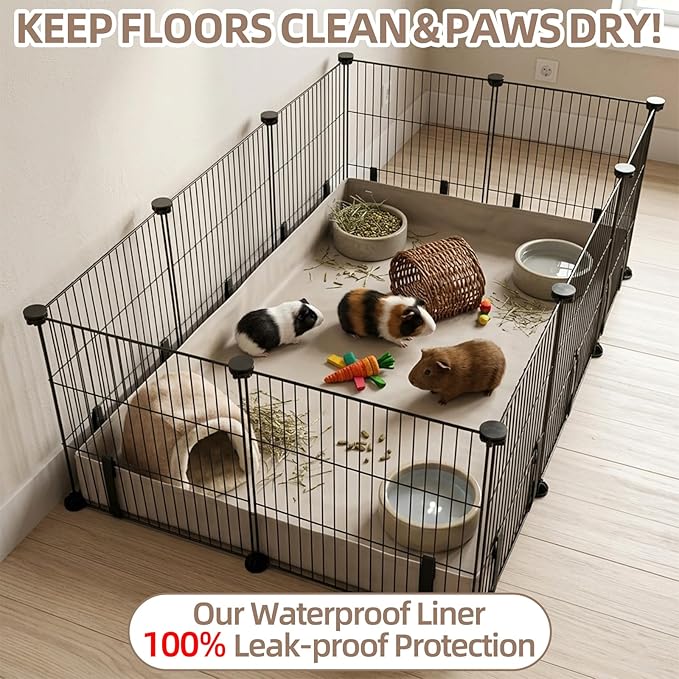 Guinea Pig Cage Liner for 2x4 Grid C&C Cage, 56" x 28" 600D Oxford Bottom Tarp with 4" Raised Sides, Washable Cage Base for Guinea Pigs, Rabbits and Small Animals