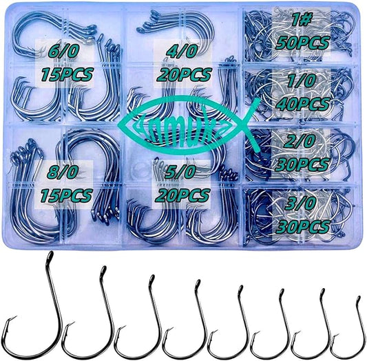 Circle Hooks Fishing Hooks 2X Strong 170PCS/Box|220PCS/Box Octopus Catfish Fish Bulk Fishing Hooks Set Saltwater Freshwater Gear Equipment#1 1/0 2/0 3/0 4/0 5/0 6/0 8/0 10/0