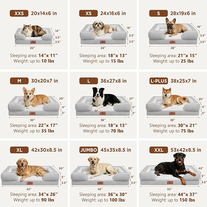 Comfort Expression Orthopedic Dog Bed for Medium Size Dog with Bolster | Waterproof Dog Couch Bed with Washable Cover & Non-Slip Bottom, Supportive Egg Crate Foam Medium Pet Bed, 30x20 Inch