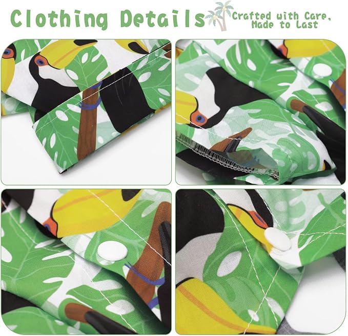 Hawaiian Dog Shirt – Lightweight and Breathable Summer T-Shirt with Tropical Prints, Fun Beach Outfit for Small, Medium, and Large Dogs, Perfect for Hot Days and Outdoor Vacation.Hornbill L