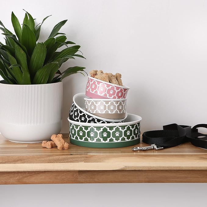 Bone Dry Lattice Collection Pet Bowl & Canister, Small Set, 4.25x2 inches, Rose, 2 Piece