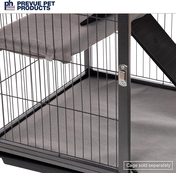 Prevue Pet Products Ferret Cage Plush Fitted Grille Cover Set - Washable Polyester Cage Cover, Prevue Ferret Enclosure Accessories, Plush & Soft Animal Cage Liner - Gray