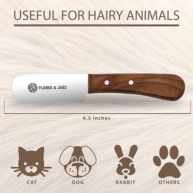 Professional Dog Grooming Hand Stripping Knife, Stripper Trimmer Tool, Red Meranti Wooded Handle non slip grip with Tripping Stainless Steel blade (Fine, Right Handed)
