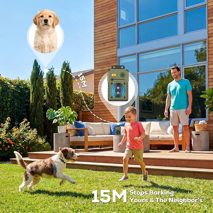 Anti Barking Device for Dogs, 3 Modes Ultrasonic Dog Bark Deterrent with 50FT Long Range, Type-C Rechargeable Bark Box, IP65 Waterproof No More Barking Control Device for Indoor Outdoor Training