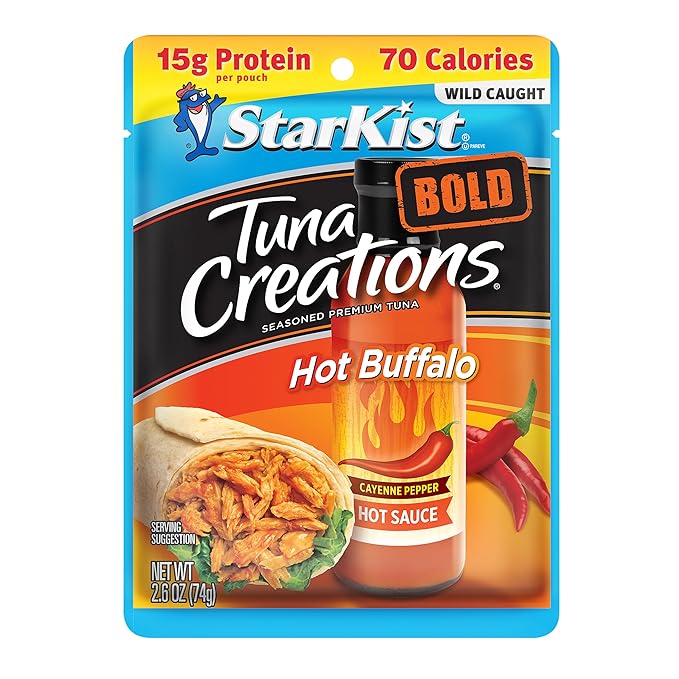 StarKist Tuna Creations BOLD Hot Buffalo Pouch (2.6 oz - 12 Pack) Wild Caught, High Protein Shelf Stable Seafood, Gluten Free, No Draining, Ready to Eat for Salads and Sandwiches