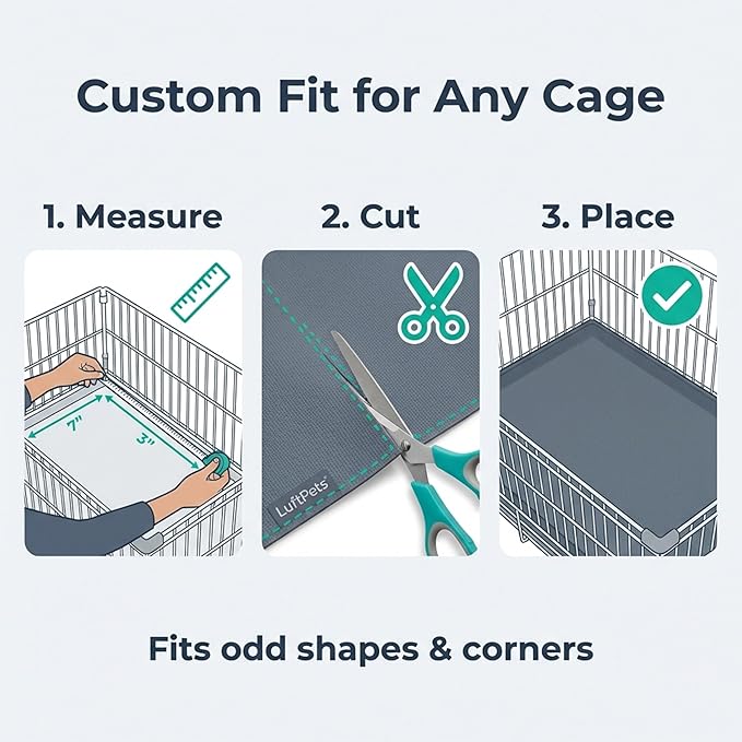 Waterproof Guinea Pig Cage Liner Roll, 18"x79", Cut to Fit EVA Mat for Bunny & Small Animal Cages, Reusable & Non Slip Plastic Rabbit Bedding, Ideal for Reptile Enclosures, Includes 5 Stickers, Gray