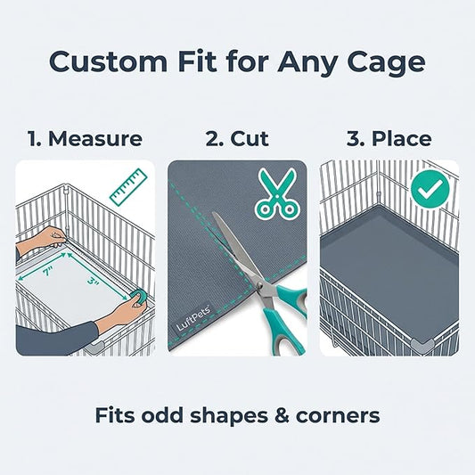 Waterproof Guinea Pig Cage Liner Roll, 18"x79", Cut to Fit EVA Mat for Bunny & Small Animal Cages, Reusable & Non Slip Plastic Rabbit Bedding, Ideal for Reptile Enclosures, Includes 5 Stickers, Gray