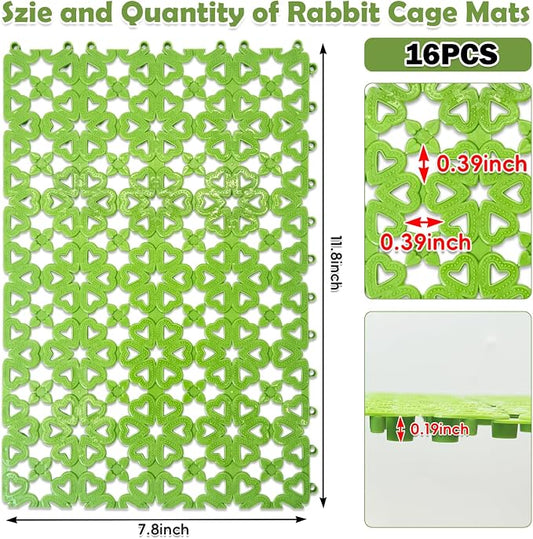 kathson 16PCS Rabbit Mat Plastic Cage Mat Floor Mats Bunny Hole Leak Water Pads for Pet Cats Dogs Hamster Rat Chinchilla Guinea Pig and Other Small Animals