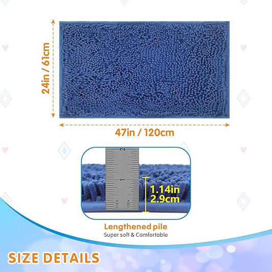 Guinea Pig Cage Liner Bedding 47x24, Washable Guinea Pig Bed Mat, Extra Absorbent Rabbit Pee Pad Reusable, Non-Slip Fleece Blanket for Bunny and Small Animal Cage Accessories (Blue, 47"x24")