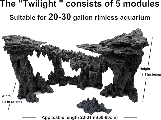 Allcolor Fish Tank Decor Rocks.Aquarium Decoration Model.Easy and Quick Solution for Aquascaping.(Twilight)