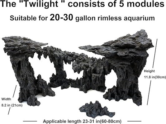 Allcolor Fish Tank Decor Rocks.Aquarium Decoration Model.Easy and Quick Solution for Aquascaping.(Twilight)
